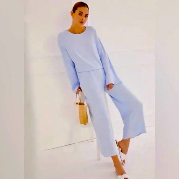 Something Navy Pants - Something Navy Light Blue Viscose Two-Piece Lounge Set